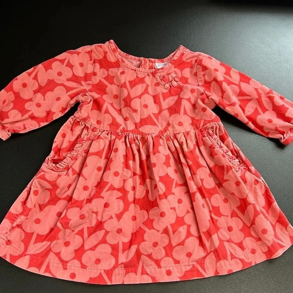 Sweet Hanna Andersson Size 3 (90) Corduroy Floral Dress‎ Pockets Lightweight - Picture 9 of 14